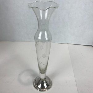 Duchin Etched 10" Crystal Bud Vase
